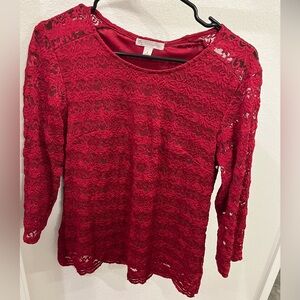 DB Women’s Small Quarter Sleeve Top, Red